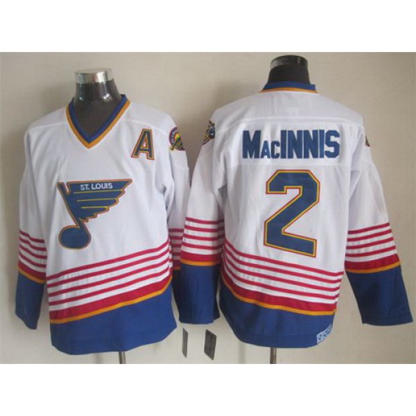 St. Louis Blues #2 Al MacInnis 1995 White Throwback CCM Jersey
