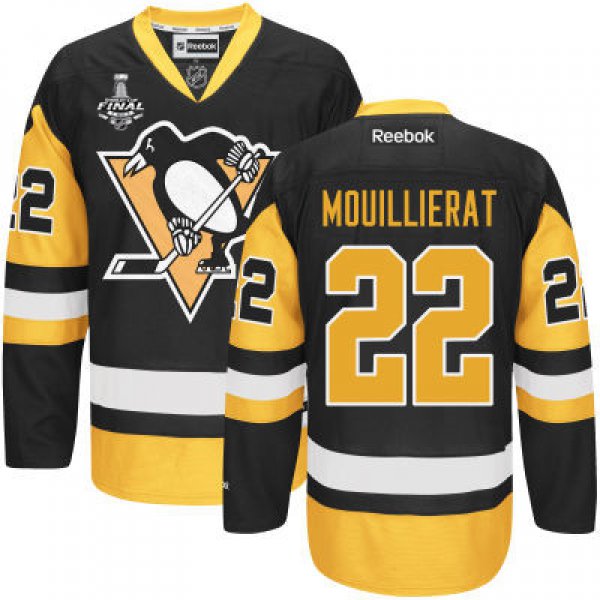 Youth Pittsburgh Penguins #22 Kael Mouillierat Black With Gold 2017 Stanley Cup NHL Finals Patch Jersey