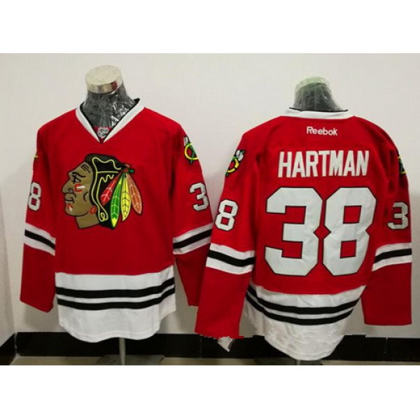 Men's Chicago Blackhawks #38 Ryan Hartman Red Stitched NHL Reebok Hockey Jersey