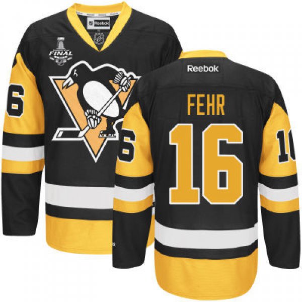 Men's Pittsburgh Penguins #16 Eric Fehr Black Third 2017 Stanley Cup NHL Finals Patch Jersey