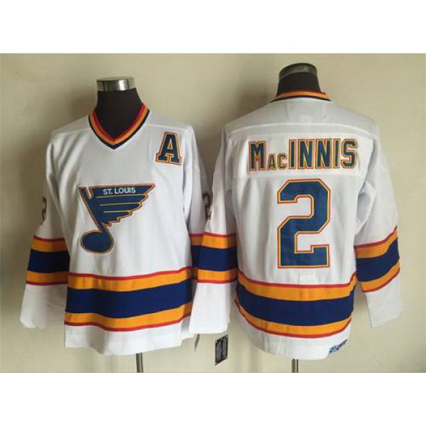 Men's St. Louis Blues #2 Al MacInnis 1998-99 White CCM Vintage Throwback Jersey