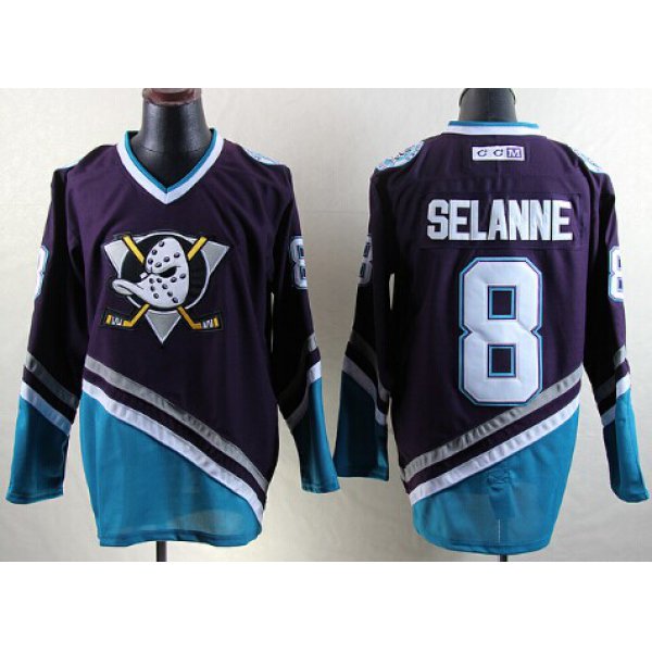 Anaheim Ducks #8 Teemu Selanne Purple Throwback CCM Jersey