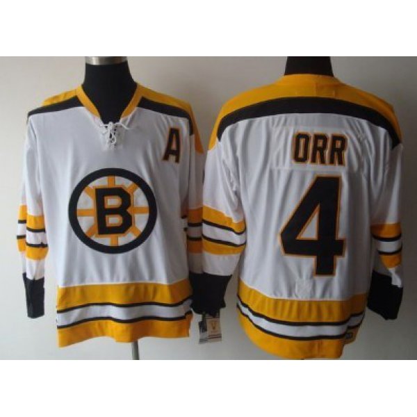 Boston Bruins #4 Bobby Orr White Throwback CCM Jersey