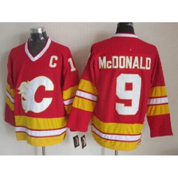 Calgary Flames #9 Lanny McDonald Red Third Throwback CCM Jersey