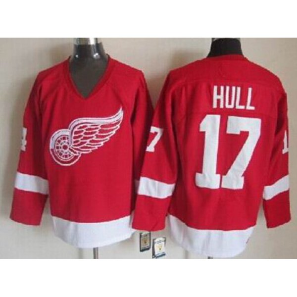 Detroit Red Wings #17 Brett Hull Red Throwback CCM Jersey