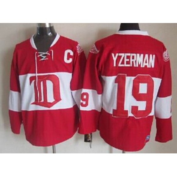 Detroit Red Wings #19 Steve Yzerman Red Winter Classic Throwback CCM Jersey