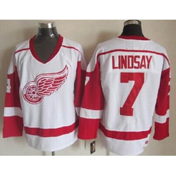 Detroit Red Wings #7 Ted Lindsay White Throwback CCM Jersey