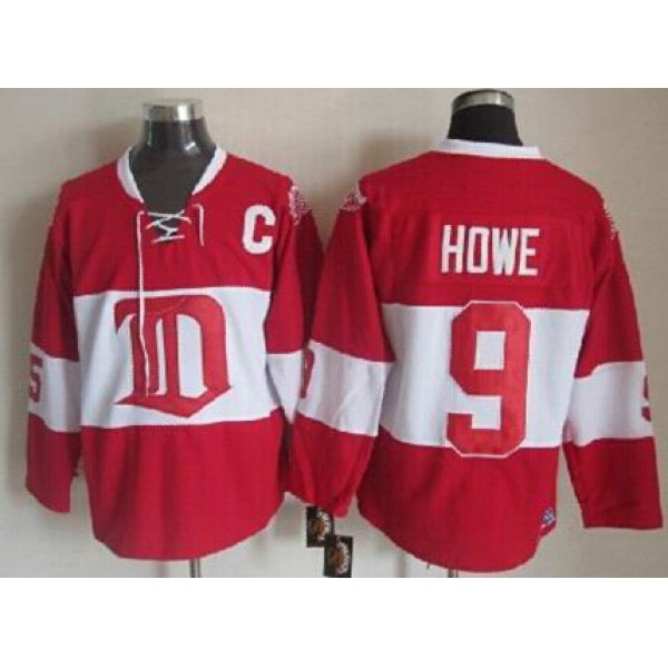 Detroit Red Wings #9 Gordie Howe Red Winter Classic Throwback CCM Jersey