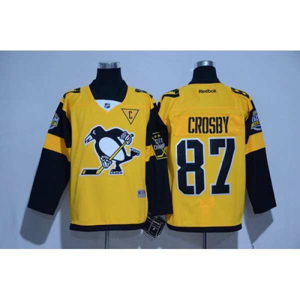 Men's Pittsburgh Penguins #87 Sidney Crosby Yellow 2017 Stadium Series Stitched NHL Reebok Hockey Jersey