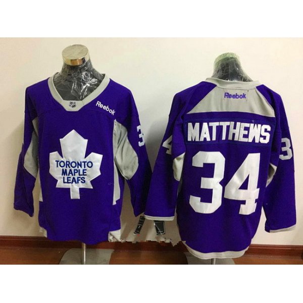 Men's Toronto Maple Leafs #34 Auston Matthews Purple Practice Fashion Stitched NHL Reebok Hockey Jersey