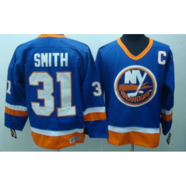 New York Islanders #31 Billy Smith Light Blue Throwback CCM Jersey