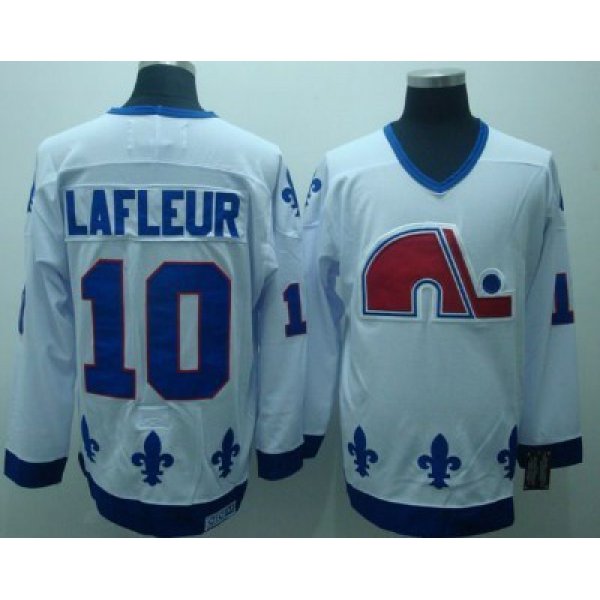 Quebec Nordiques #10 Guy Lafleur White Throwback CCM Jersey