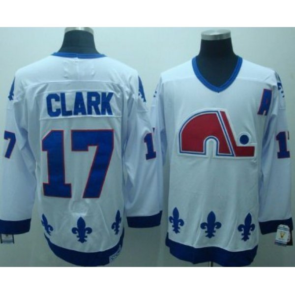 Quebec Nordiques #17 Wendel Clark White Throwback CCM Jersey