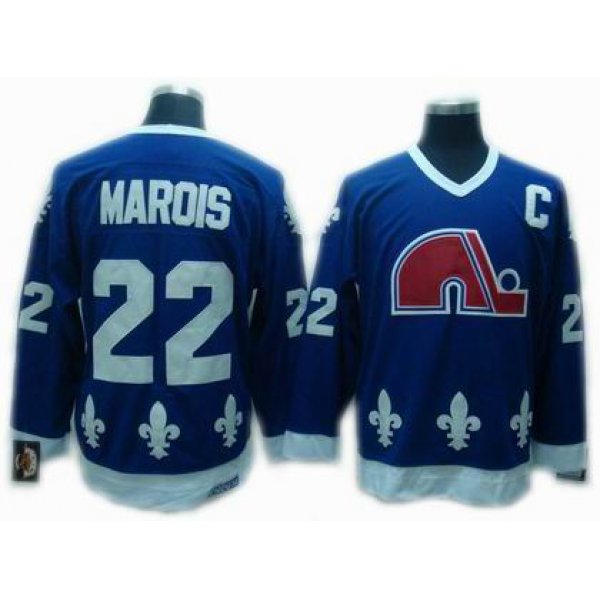 Quebec Nordiques #22 Mario Marois Navy Blue Throwback CCM Jersey