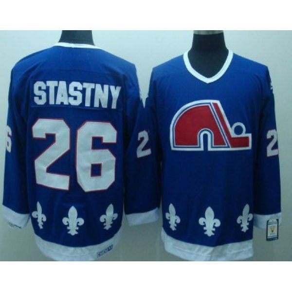 Quebec Nordiques #26 Peter Stastny Navy Blue Throwback CCM Jersey