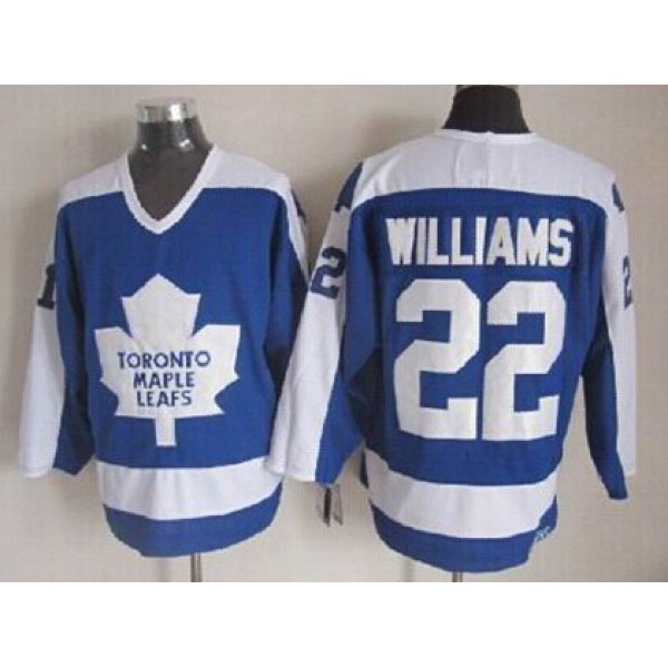 Toronto Maple Leafs #22 Tiger Williams Blue With White Throwback CCM Jersey