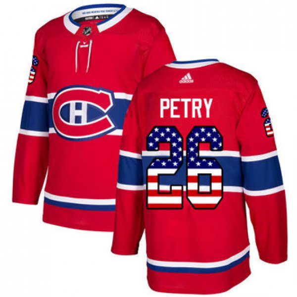 Adidas Canadiens #26 Jeff Petry Red Home Authentic USA Flag Stitched NHL Jersey
