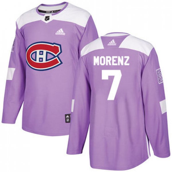 Adidas Canadiens #7 Howie Morenz Purple Authentic Fights Cancer Stitched NHL Jersey