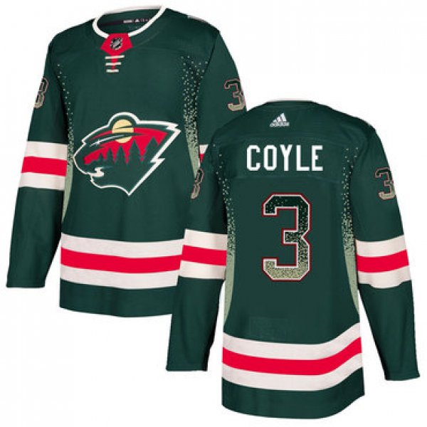 Men's Minnesota Wild #3 Charlie Coyle Green Drift Fashion Adidas Jersey