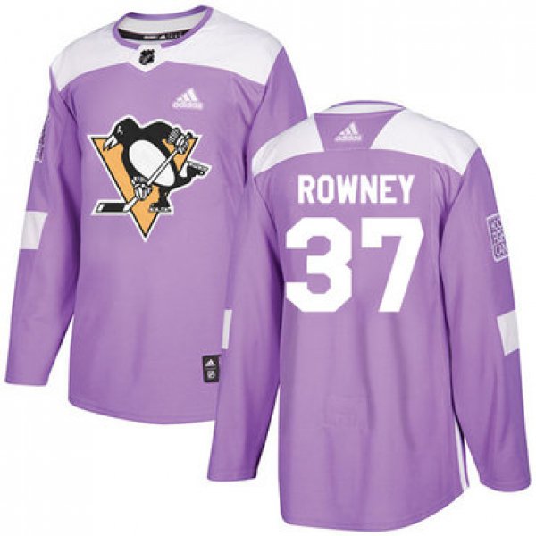 Adidas Penguins #37 Carter Rowney Purple Authentic Fights Cancer Stitched NHL Jersey