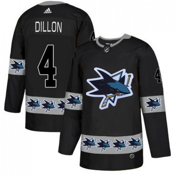 Men's San Jose Sharks #4 Brenden Dillon Black Team Logos Fashion Adidas Jersey