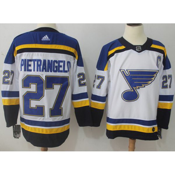 Adidas Blues #27 Alex Pietrangelo White Road Authentic Stitched NHL Jersey