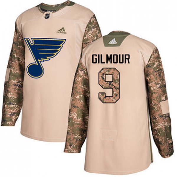 Adidas Blues #9 Doug Gilmour Camo Authentic 2017 Veterans Day Stitched NHL Jersey