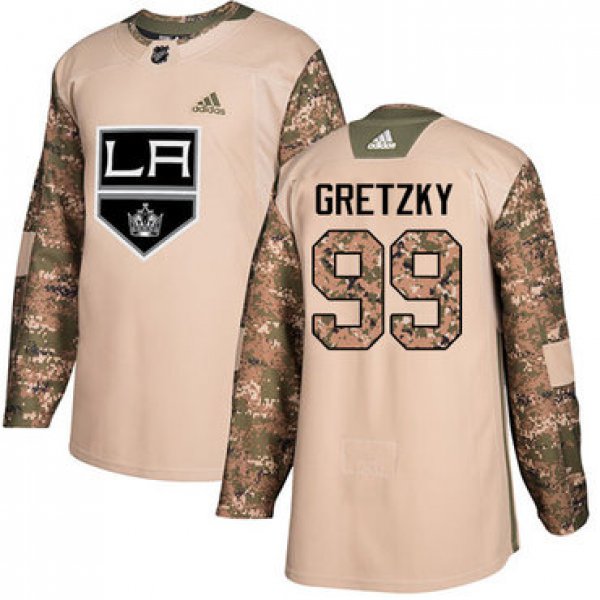 Adidas Kings #99 Wayne Gretzky Camo Authentic 2017 Veterans Day Stitched NHL Jersey