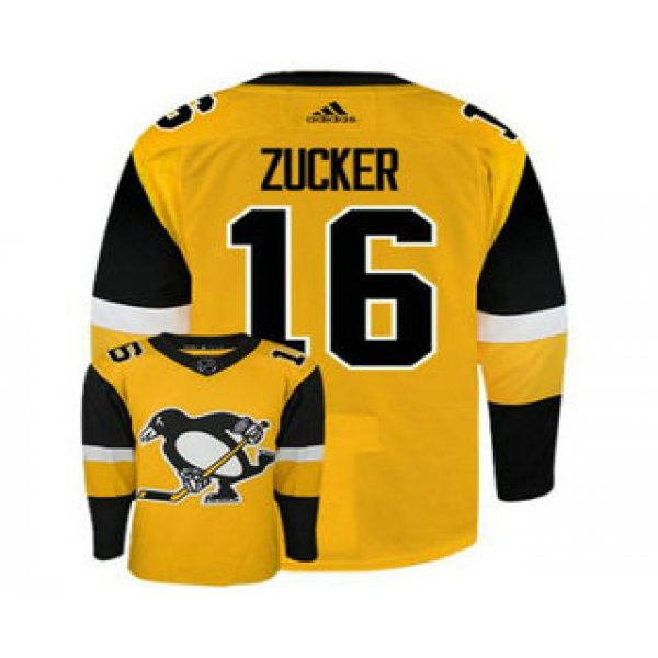 Men's Pittsburgh Penguins #16 Jason Zucker Yellow Adidas Stitched NHL Jersey