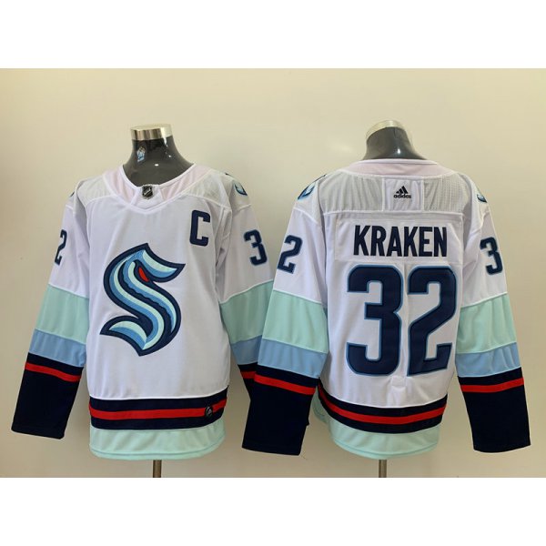 Men's Seattle Kraken #32 Kraken White Stitched Adidas NHL Jersey