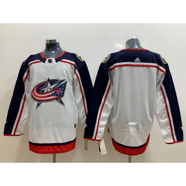 Men's Columbus Blue Jackets Blank White Adidas Jersey