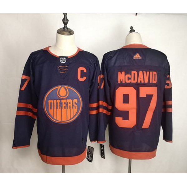 Men's Edmonton Oilers 97 Connor McDavid Navy 50th anniversary Adidas Jersey