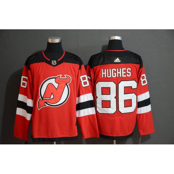 Men's New Jersey Devils 86 Jack Hughes Red Adidas Jersey