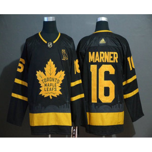 Men's Toronto Maple Leafs #16 Mitchell Marner Black Golden City Edition Adidas Stitched NHL Jersey