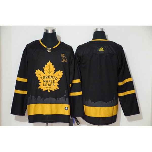 Men's Toronto Maple Leafs Blank Black Gold Adidas Jersey