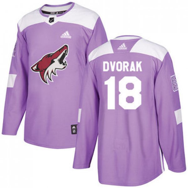 Adidas Coyotes #18 Christian Dvorak Purple Authentic Fights Cancer Stitched NHL Jersey