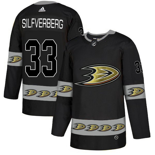 Men's Anaheim Ducks #33 Jakob Silfverberg Black Team Logos Fashion Adidas Jersey