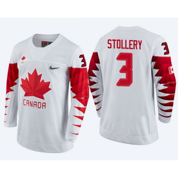 Men Canada Team #3 Karl Stollery White 2018 Winter Olympics Jersey