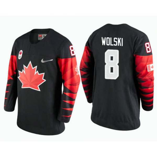 Men Canada Team #8 Wojtek Wolski Black 2018 Winter Olympics Jersey