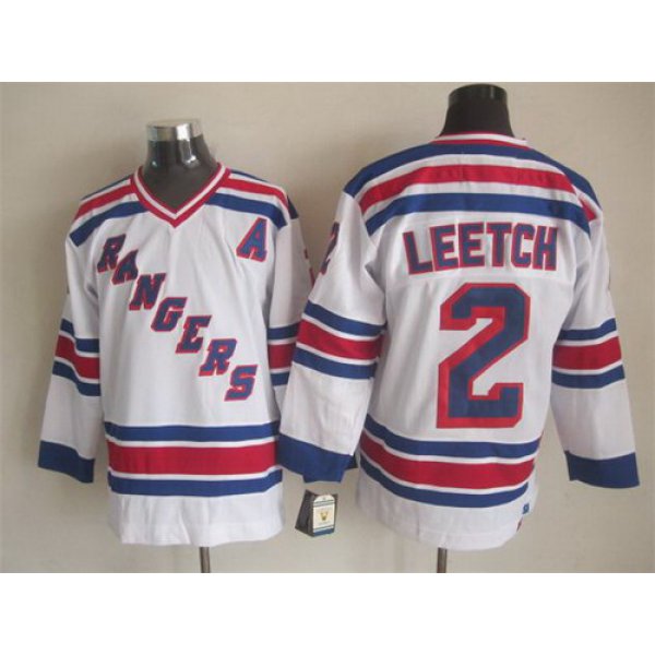 New York Rangers #2 Brian Leetch 1993 White Throwback CCM Jersey