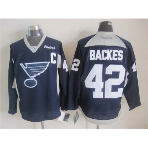 St. Louis Blues #42 David Backes 2014 Training Navy Blue Jersey