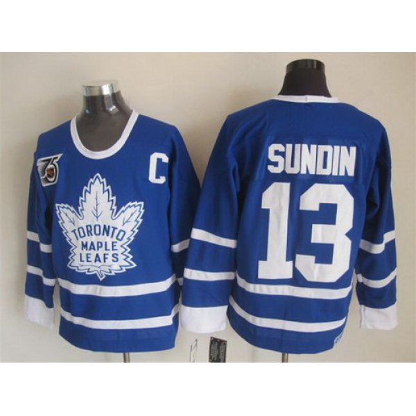 Toronto Maple Leafs #13 Mats Sundin Blue 75TH Throwback CCM Jersey