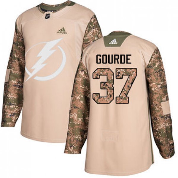 Adidas Lightning #37 Yanni Gourde Camo Authentic 2017 Veterans Day Stitched NHL Jersey