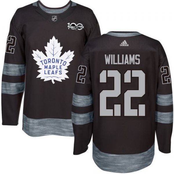 Men's Toronto Maple Leafs #22 Tiger Williams Black 100th Anniversary Stitched NHL 2017 adidas Hockey Jersey