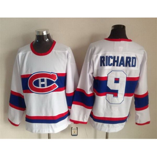 Montreal Canadiens #9 Maurice Richard White Throwback CCM Jersey