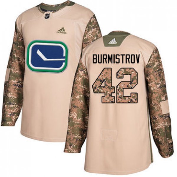 Adidas Canucks #42 Alex Burmistrov Camo Authentic 2017 Veterans Day Stitched NHL Jersey