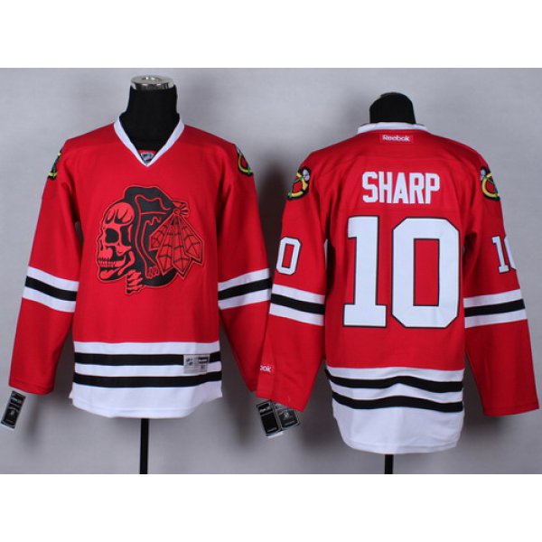 Chicago Blackhawks #10 Patrick Sharp Red With Red Skulls Jersey