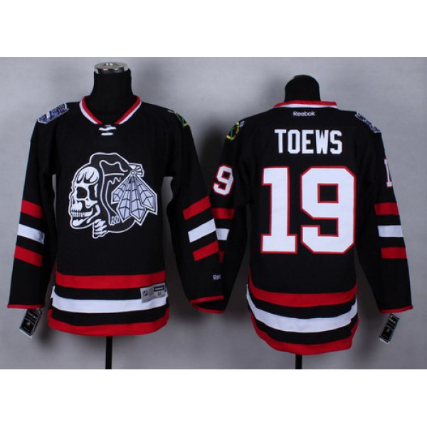 Chicago Blackhawks #19 Jonathan Toews 2014 Stadium Series Black With Black Skulls Jersey