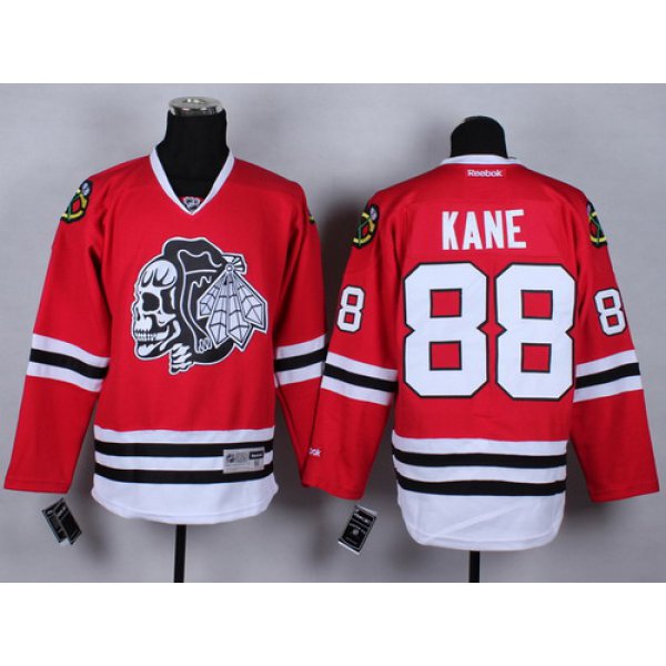 Chicago Blackhawks #88 Patrick Kane Red With Black Skulls Jersey