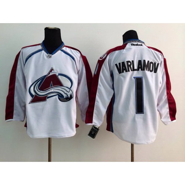 Colorado Avalanche #1 Semyon Varlamov White Jersey